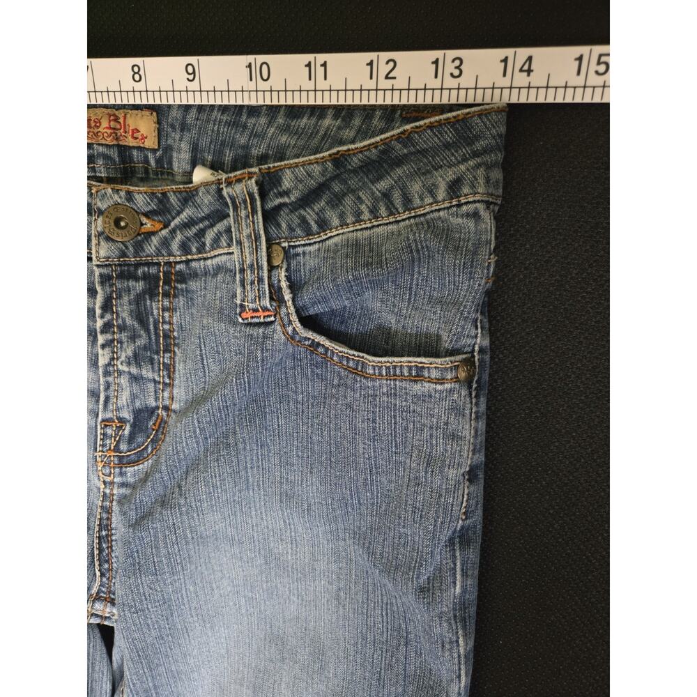 PARIS BLUES Women's Light Wash Denim Jeans Straight Leg Rise Cropped SZ 7, 28x21 - Picture 12 of 16